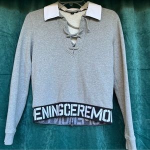 ||SOLD|| Opening Ceremony Collared Gray Lace Up Crop Sweatshirt size XS